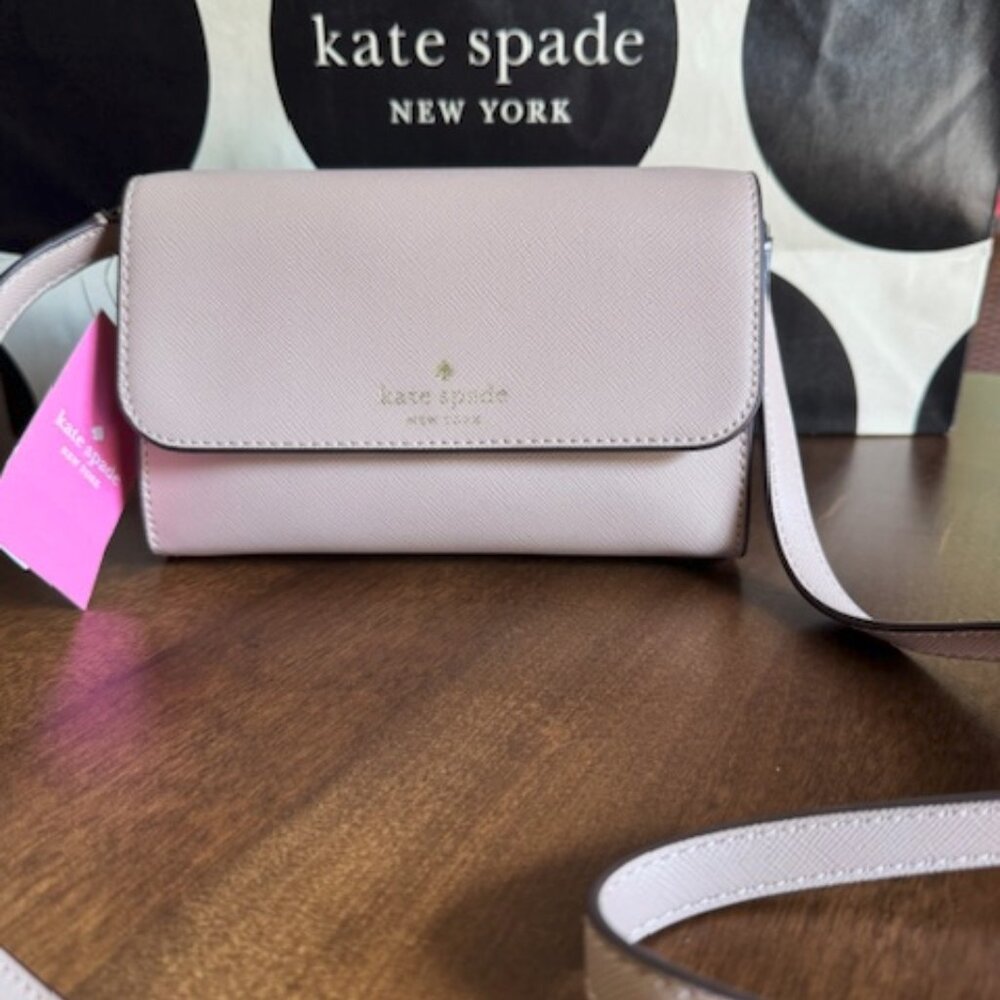 Kate Spade Brynn Small Flap Crossbody Warm Beige Saffiano K4804